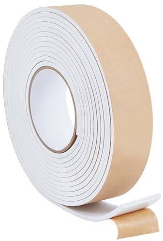 BENECREAT Bande de Mousse Auto-Adhésive 5 m, Ruban Isolant en Mousse Auto-Adhésif Haute Densité, 40mm(L) X 4mm(T), Bande D'Étanchéité pour Fenêtre, Voiture de Porte, Turc, Climatiseur, Blanc