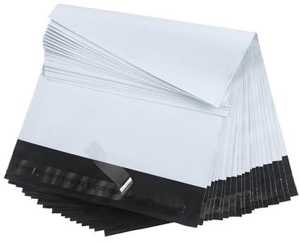 Rshuhx Emballage Colis Vinted Grand Sacs D'expédition Envoi Plastique 40cm*60cm Boîte à Chaussures Vêtements Textiles Couverture Serviette de Bain, Imperméable Auto Adhésive et Opaque (30pcs Blanc)