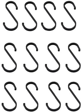 Changyeah crochets en S en acier inoxydable,12 crochets en S pour suspendre casseroles et poêles, plantes, tasses à café, vêtements, cuisine, salle de bain, bureau et jardin (noir)