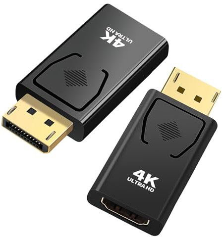 Raykce 2 Pack Displayport to HDMI Adapter 4K, Gold-Plated DP Male to HDMI Female Converter for Desktop Laptop to HDTV Projector Windows XP/7/8/10/Vista/Mac/OS8.6/9