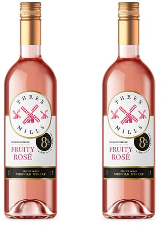 Three Mills 8% ABV Premium Reserve British Made Rosé | Fruity and Refreshing Rosé Wine | 2 x 75cl Bottle