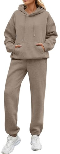Ansenesna Jogginganzug Damen Set Gefüttert Winter Warm Zweiteiler Hausanzug Damen Kuschelig Elegant 2 Teilig Trainingsanzug Frauen Oversize Mit Kapuze Hosenanzug Sportlich Dicker Stoff Anzug