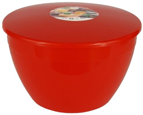 Just Pudding Basins 4 Pint Large Bowl with Lid for Steaming and Mixing Durable Plastic Dishwasher Safe Colour Red
