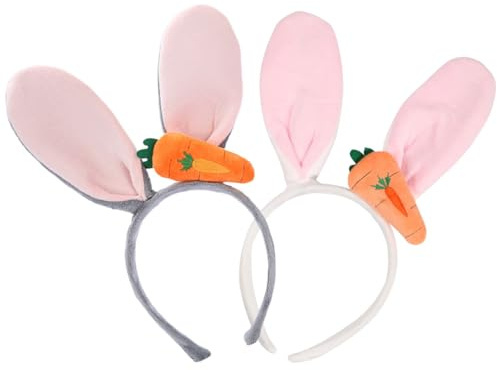 TAXTYHRE 2 Pezzi Cerchietto Orecchie Coniglio, Cerchietto Coniglietto Pasquale, Cerchietto a forma di coniglio carota, Accessori per il Costume da Coniglietto di Carnevale Pasqua per Donna Ragazza
