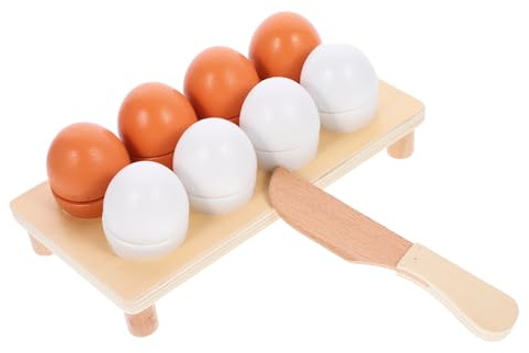 TOYANDONA 1set Giocattoli Da Cucina Legno Con Uova Da Tagliare Giocattolo Educativo Per Ragazzo Ragazza Sicuro e Resistente Per Gioco Di Ruolo Cucina Divertimento Creativo Per Ragazzi e