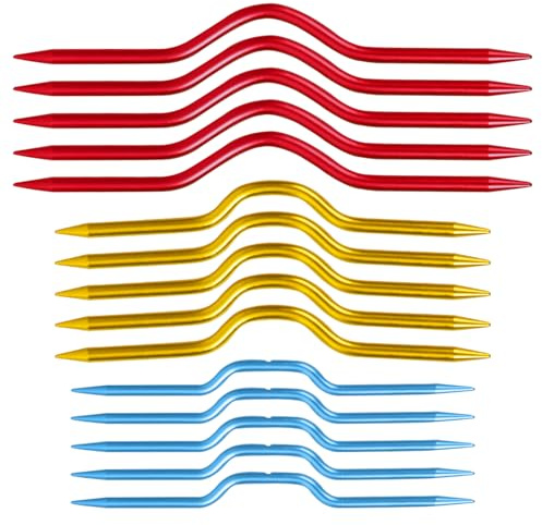 SYEYCW 15 Pièces Aiguilles de Câble en Aluminium Colorées, Aiguilles à Tricoter Courbées, Aiguille de Câble à Tricoter Crochet Tordue, Aiguilles Incurvées pour Tricot à la Main, Couleur Aléatoires