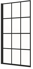 AICA Mampara de Bañera Serigrafiada de celosía cuadrada con Perfil Negro Mate Abatible 1 Hoja Cristal Templado 6mm Tamaño:(780-800) x1400mm