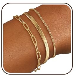 ZOERAY 3 Pezzi Bracciale Donna Argento Oro Impermeabile Bracciali Catena Placcati Oro 18K Regolabili Braccialetti Amicizia Bracciale Rigido Dorato Braccialetto Set Gioielli Regalo per Donna Ragazza