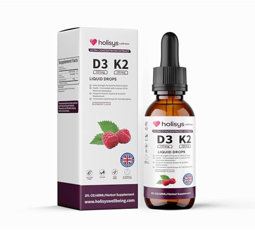 Holisys Vitamin D3 + K2 Liquid Drops – Liquid Vitamin Ingredient Formula – 60 ml
