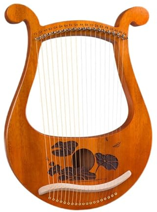 Arpa lira Tamaño compacto, ligero, 19 cuerdas de Metal, arpa Lira, arpas, instrumento cuerda caoba(Lotus)
