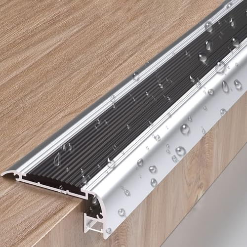 Profilo per Bordi Scala Modanatura Per Gradini In Alluminio Con Fessura Per Luce LED, Protezione Per Bordi Scale, Copertura Per Canale Gradino Retroilluminato(5pack,L 160cm/63in)