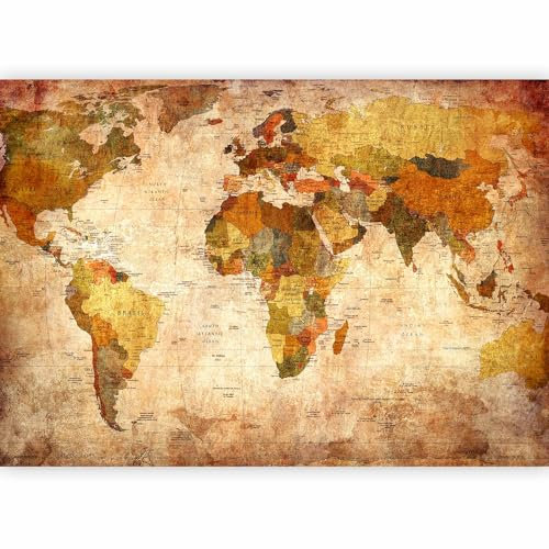 murando Fotomurales Vintage 350x256 cm XXL Papel pintado tejido no tejido Decoración de Pared decorativos Murales moderna de Diseno Fotográfico Mapa del mundo k-A-0315-a-a