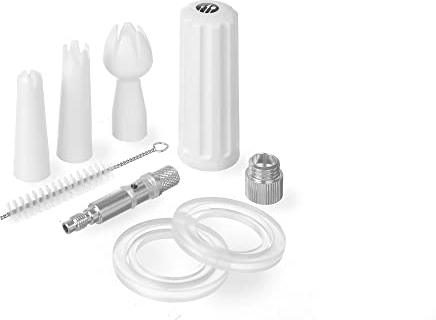 HENDI Ersatzteilset für HENDI Sahnespender, Set enthält 3 Spritztüllen, Patronenhalter, Dichtung, Ventil und Reinigungsbürste, Teile für Sahnespender, 120x30x(H)240mm, Polypropylen