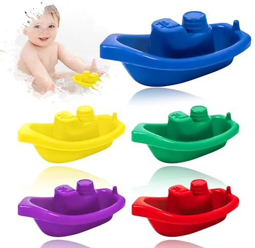 5Pcs Kids Bath Time Boats, 9.7cm Colorful Baby Bath Toys Floating Bath Boats Toys, Children and Baby Bath Time Stacking Boats, Pirate Ship Toys Fun Activity Soft Bathtub Toys