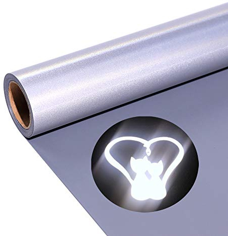 Film réfléchissant pour traceur textile,En vinyle,Gris,30.5 cmx183 cm,Pour traceur Cricut et Silhouette Cameo,Utilisé dans les textiles,Film de transfert à repasser pour bricolage, T-shirt, tissus