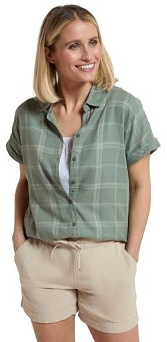 Mountain Warehouse Palm Womens Relaxed Check Shirt - Comfortable, Breathable & Lightweight 100% Cotton Top, Easy Care - Spring Summer, Outdoors & Holiday Khaki Women's Size 10