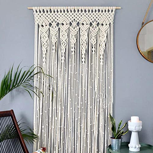 FIYSON Makramee Wandbehang Tapisserie, Handgemachte makramee Vorhang tür, makramee türvorhang, makramee Vorhang Boho Türvorhang, für Fenstervorhang Türvorhänge Hochzeit Hintergrund (90 * 180cm)