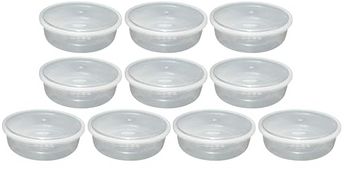 (Pack of 10) Large Clear Round Plastic Food Storage Containers With Airtight Lids Meal Prep Takeaway Storage Containers BPA Free Kitchen Storage Container Microwave & Freezer Safe (2L Litre)