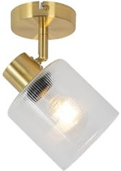 Qazqa - Art Deco Ceiling Spotlight Gold with Glass Adjustable - Laura- - Art Deco - Suitable for LED E27 | 1 Way Light - Glass Surface-Mounted spotway Light - Suitable for Kitchen I Bedroom I