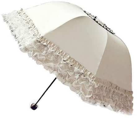 WANLIAN Folding Umbrella Travel Umbrella Folding UV Resistance Lace Parasol Umbrella For Women Girls sunshades with lace decoration (White)