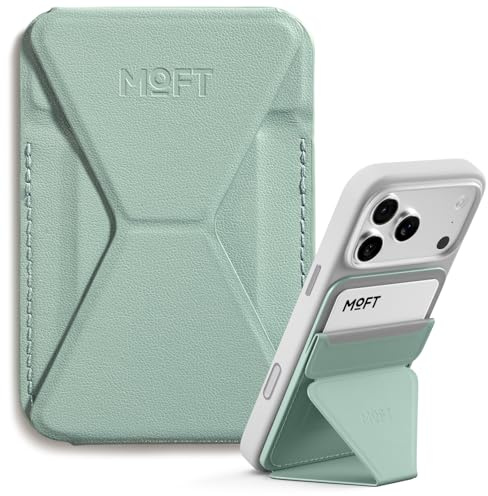 MOFT MagSafe Wallet Stand for iPhone 17/16/15/14/13/12 Series Compatible with MagSafe, MOVAS Vegan Leather Magnetic Phone Stand with 3 Viewing Angles, 2 Cards Holder