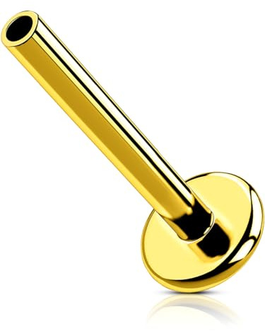 OUFER Body Piercing Threadless Lip Piercing Jewellery 14K Gold Labret Helix Piercing Stud CZ Push in Tragus Lobe Earring Piercing Bar Jewellery