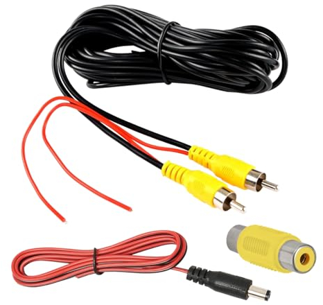 CGEAMDY Câble Vidéo RCA pour Caméra Recul, Câble Vidéo pour Caméra De Recul De Voiture avec Fil De Détection, Câble AV pour Caméra Stationnement Connexion Au Moniteur Automobile Au Système Navigation