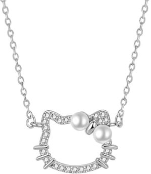 Yoimckay Cute Diamant Katze Halskette,Cartoon Anime Halskette Kette Anhänger Freundschaft Zubehör Souvenirs Kinder Halsschmuck,Kawaii Katze Halskette Kette Schmuck Geschenke für Kinder Frauen Mädchen