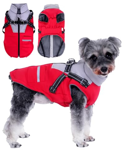 Manteau Chien Hiver Imperméable avec Harnais pour Petits, Moyens et Grands Chiens - Durable et Lavable en Machine