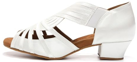 HIPPOSEUS Chaussures de Danse Latine pour Femme Talon Bas 3CM | bout ouvert,entraînement de danse,représentations scéniques /spectacles,bals sociaux /soirées dansantes