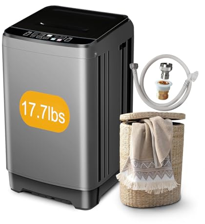 Zyerch Portable Washing Machine 17.7lbs Full-Automatic Compact Washing Machine for Apartment, 10 Wash Program Small Washer for Dorm, Portable Washer Machines for RV, Home, Grey