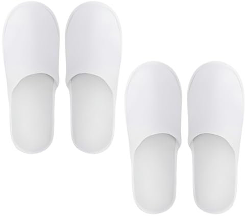 XURJUMI 2 Paar Hotelslipper, Einwegschuhe, Gästehausschuhe Set, Frottierslipper, Pantoffeln Herren Und Damen Hausschuhe - Universalgröße, Einweg Hausschuhe Hochzeit (Größe Eu 37-43, Weiß)