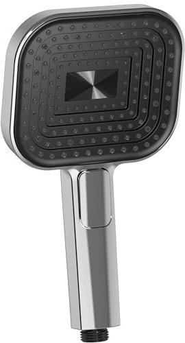 Grand pommeau de douche Chromé.135 mm, haute pression et économie d'eau, avec 3 types de jet (pluie/massage/mix), buses en silicone anti-calcaire, design chromé, pour bébé et animaux domestiques.