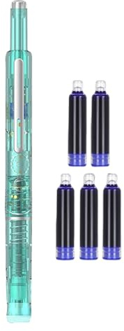 Liakyunf Penna Stilografica Retrattile - Strumento di Scrittura per Scuola - Penna Stilografica Retrattile Antigoccia 0,38mm con 5 Ricambi di Inchiostro per Quaderno, Arte, Scuola e Diario