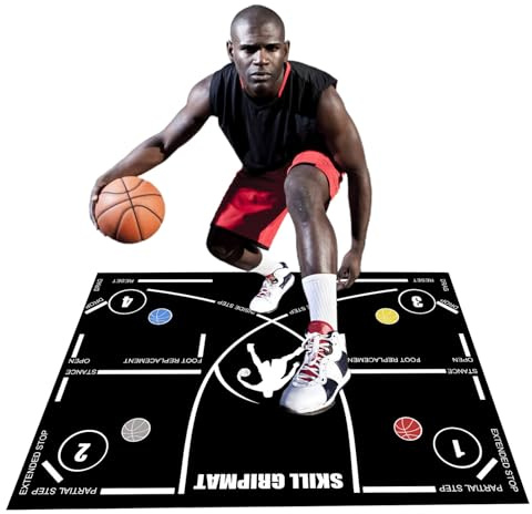Tappetino da allenamento per basket - Tappetino leggero antiscivolo, compatto 120x86 cm | Piattaforma per migliorare la coordinazione, attrezzature ausiliarie silenziose, esercizi indoor all'aperto