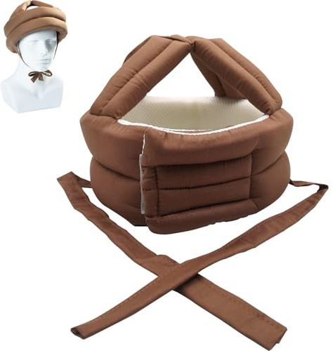 Casco para Ancianos, Transpirable Espesar Sombrero Protector Cabeza Ajustable para Ancianos, Casco Protector Anticaída, Gorro De Protección para Anciano, Cómodo, para Personas Mayores, Marrón Café