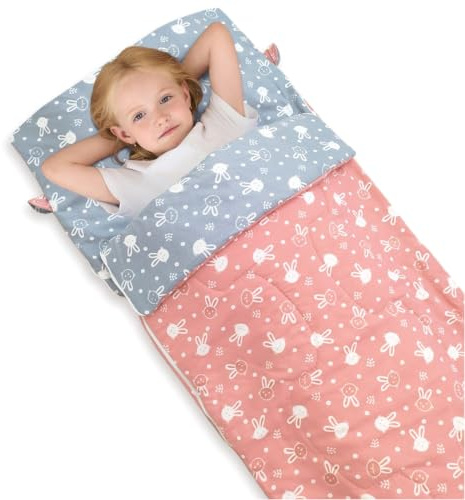 Tsawntd Tappetino per pisolino per Bambini con Coperta Staccabile, tappetini per pisolino per Scuola Materna e Asilo Nido, Sacco a Pelo per Bambini, 25, 51x66, 93 Pollici