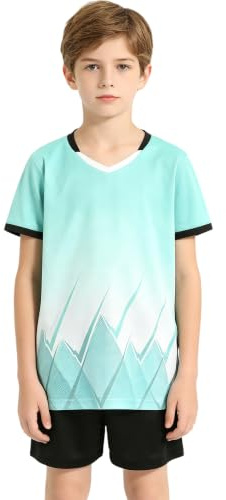 Linjinx Pojkar fotboll träningsoverall snabbtorkande sportset kostym | Andningsbar, elastisk, cool torr, golf, baseball, jogging, tennis, sport, träning, gym, jogging, fotboll, cykling, handboll