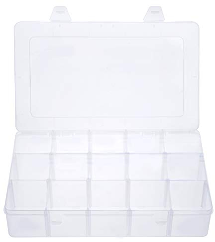 Gospire 15 Large Grids Clear Plastic Jewelry Box Organizer Storage Container with Removable Dividers
