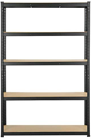 Yaheetech Scaffale in Metallo 180 x 120 x 45 cm Scaffalattura Regolabile a 5 Ripiani Portata 875 kg Senza Viti per Carichi Pesanti Mensola Salvaspazio da Garage Cucina Nero