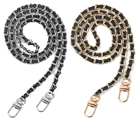 EMNIMQ 2 Stück Taschenkette Silber Taschenkette Gold Taschenkette 120cm Handtaschenkette Handtasche Kette Trageriemen Gold Silber Metall Kette für Tasche Ersatz-Zubehör