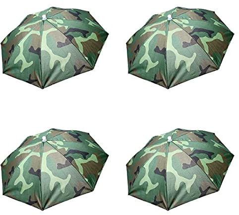 ZffXH 4PCS Head Umbrella Hats Folding Sun Rain Caps Fishing Free Hands Beach Colorful Rainbow Camo Headwear