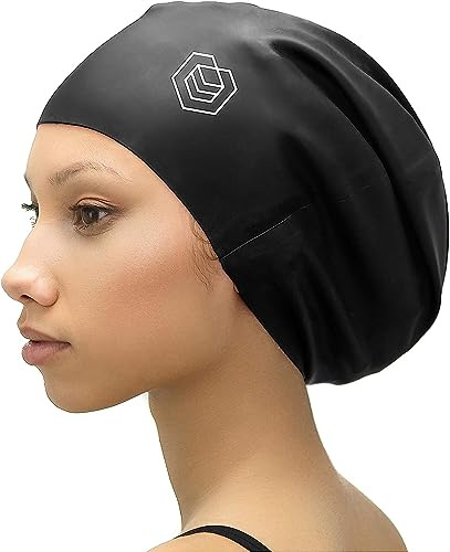 SOUL CAP - Bonnet de Bain Grand pour Cheveux Longs | Conçu pour Les Cheveux Longs, Épais ou Bouclés | Adulte Unisexe | Femmes et Hommes | 100% Premium Silicone - Noir, M