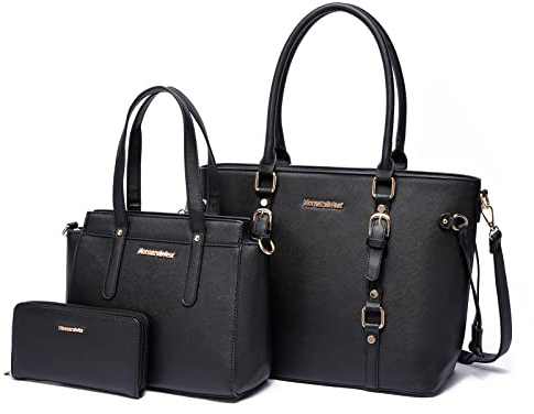 Montana West Juego de 3 bolsos para mujer, bolso de mano y cartera, bolso de hombro, *Negro, L, Classic