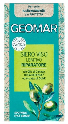 GEOMAR | Siero Viso Lenitivo, con Olio di Canapa OCEA DEFENCE® ed Estratto di OLIVE, 95% di Origine Naturale, Made in Italy, v