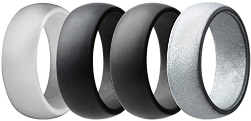 Flongo mäns ring män silikonringar sigillring bandring tumring set, gummiband förlovning förlovningsringar bröllop sigill ring herrtillbehör