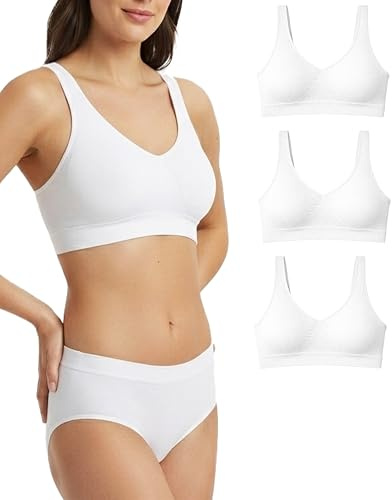 Risalti Soutien Gorge sans Armature Épaules Large 3 Pcs - Brassiere Femme sans Armature en Microfibre, Élastique et Confortable Seamless Bra, Top Lingerie - Made in Italy