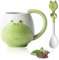 Yuragim Frosch Tasse, SüßeTassen Frösche Becher mit Löffel,400 ml Süß Kaffeetasse Frosch Teetasse Keramik Kaffeebecher Frog Mug für Tee Kaffee Milch,Geschenke zur Einschulung für Kinder Mädchen Jungen