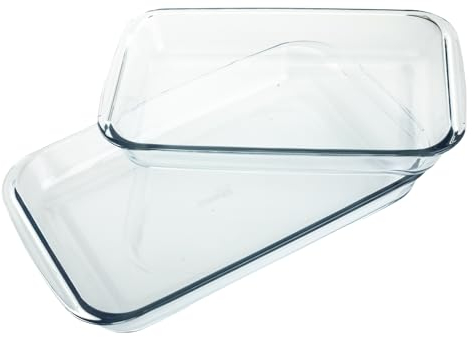 Homiu Set of 2 Rectangular Lasagne & Gratin Dishes - 3L and 2.2L -Borosilicate Meal Prep Glass Baking Roasting Set - Extreme Resistance - Dishwasher Freezer Cookware Microwave Safe