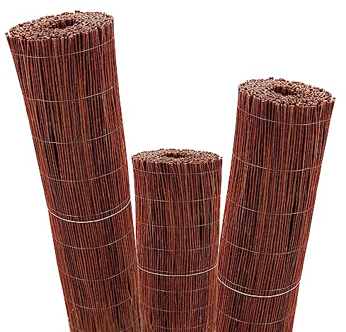 Aquagart Esterilla de mimbre, 10 m x 90 cm, estera de protección visual natural para jardín, balcón y terraza, valla de mimbre con tensión de alambre, valla de protección visual